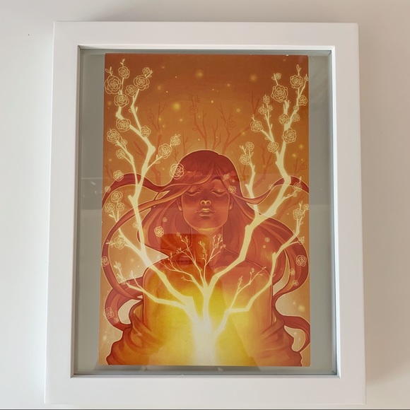 Orange Floral Woman Print in White Frame - Picture 6 of 6